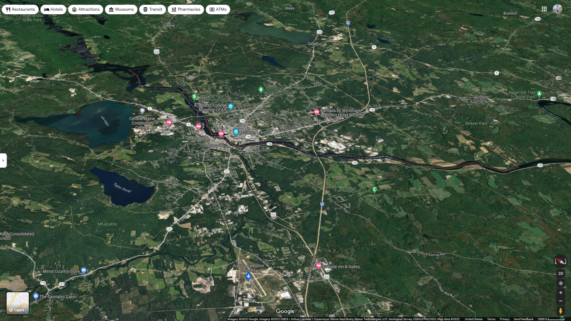 Lewiston Aerial Map Maine